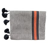 CORAL BLANKET STRIPED POMPOM COTTON 300   - BED COVERS